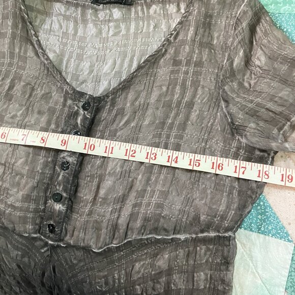 Grizas Silk Textured Bubble Midi Dress Womens S Gray Lagenlook Boho Artsy - Picture 8 of 13